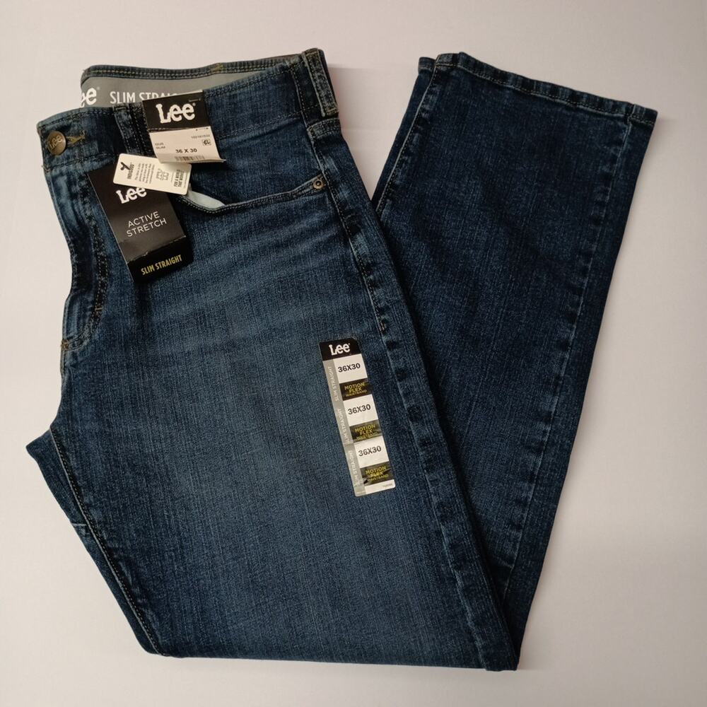 Lee Active Stretch Slim Straight Jeans‎ Men's Size 36x30 Blue